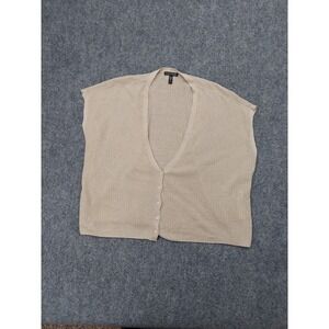 Eileen Fisher Sweater Vest Small Beige Sleeveless Organic Linen Cotton Light